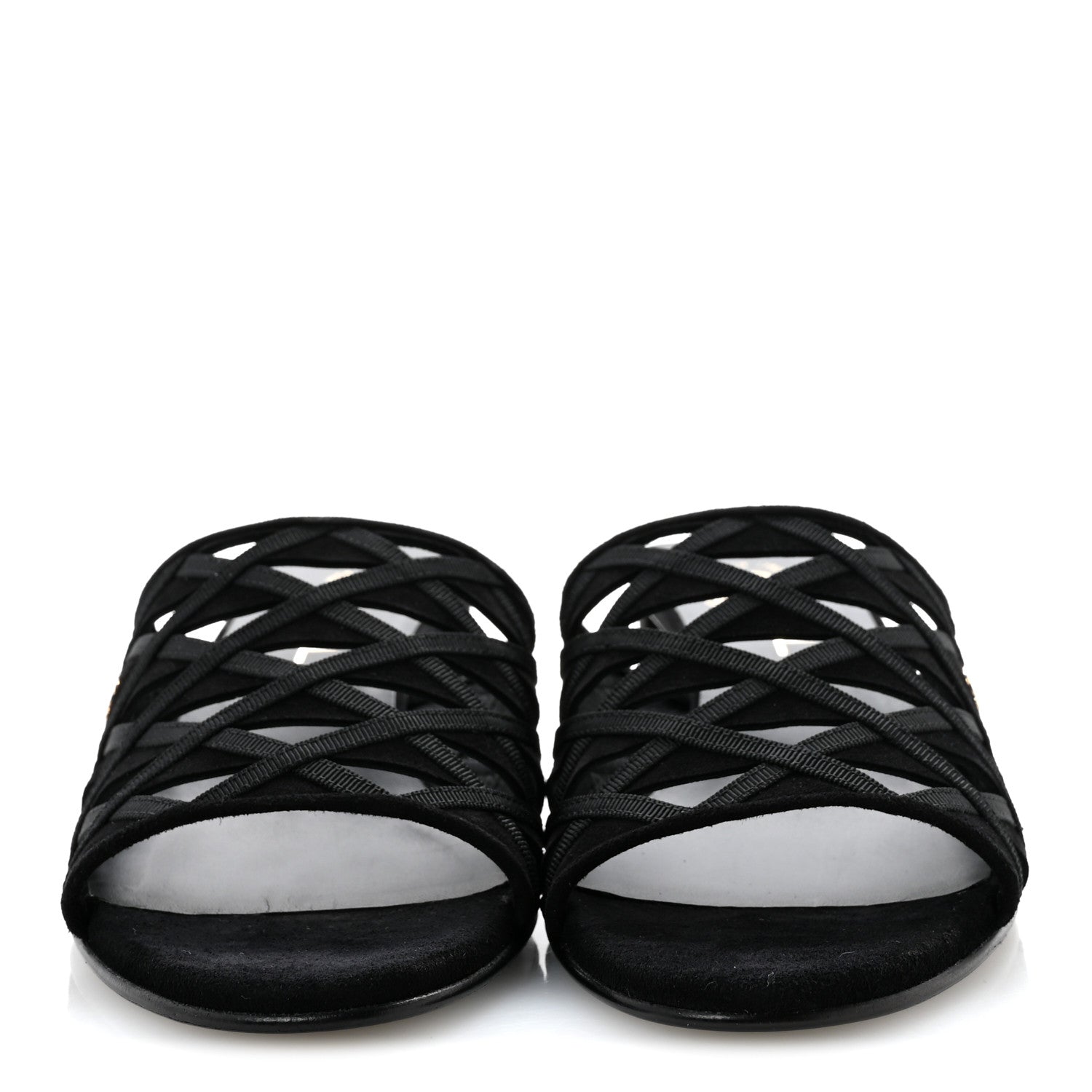Chanel Suede Kidskin Grosgrain Sandals 39 Black 3 of 12