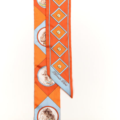 Hermes Silk Colliers Et Chiens Twilly Potiron Orange Ciel 2 of 4