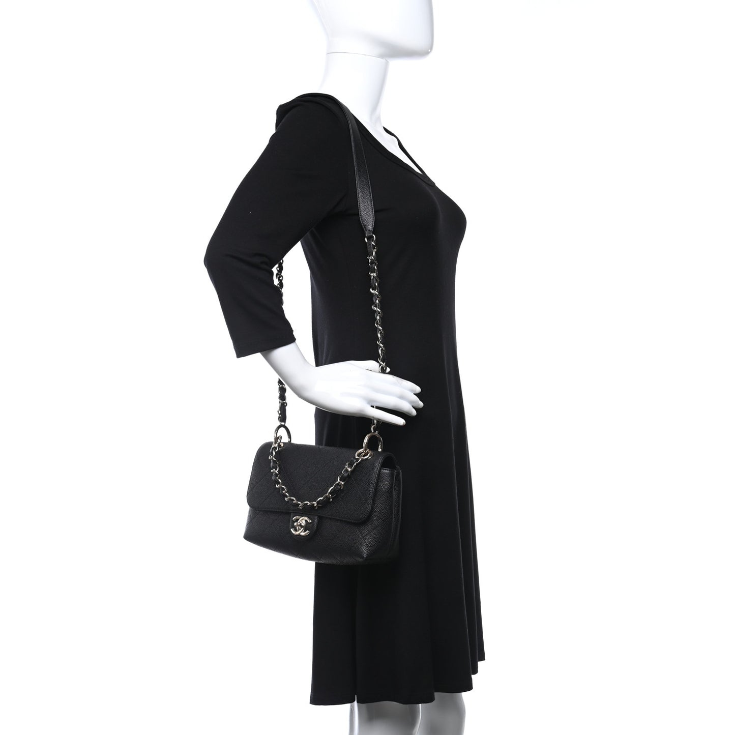 Caviar Quilted Small City Walk Flap Black