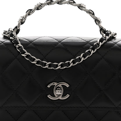 Chanel Shiny Crumpled Calfskin Crystal Quilted Precious Handle Clutch With Chain Black 8 of 10