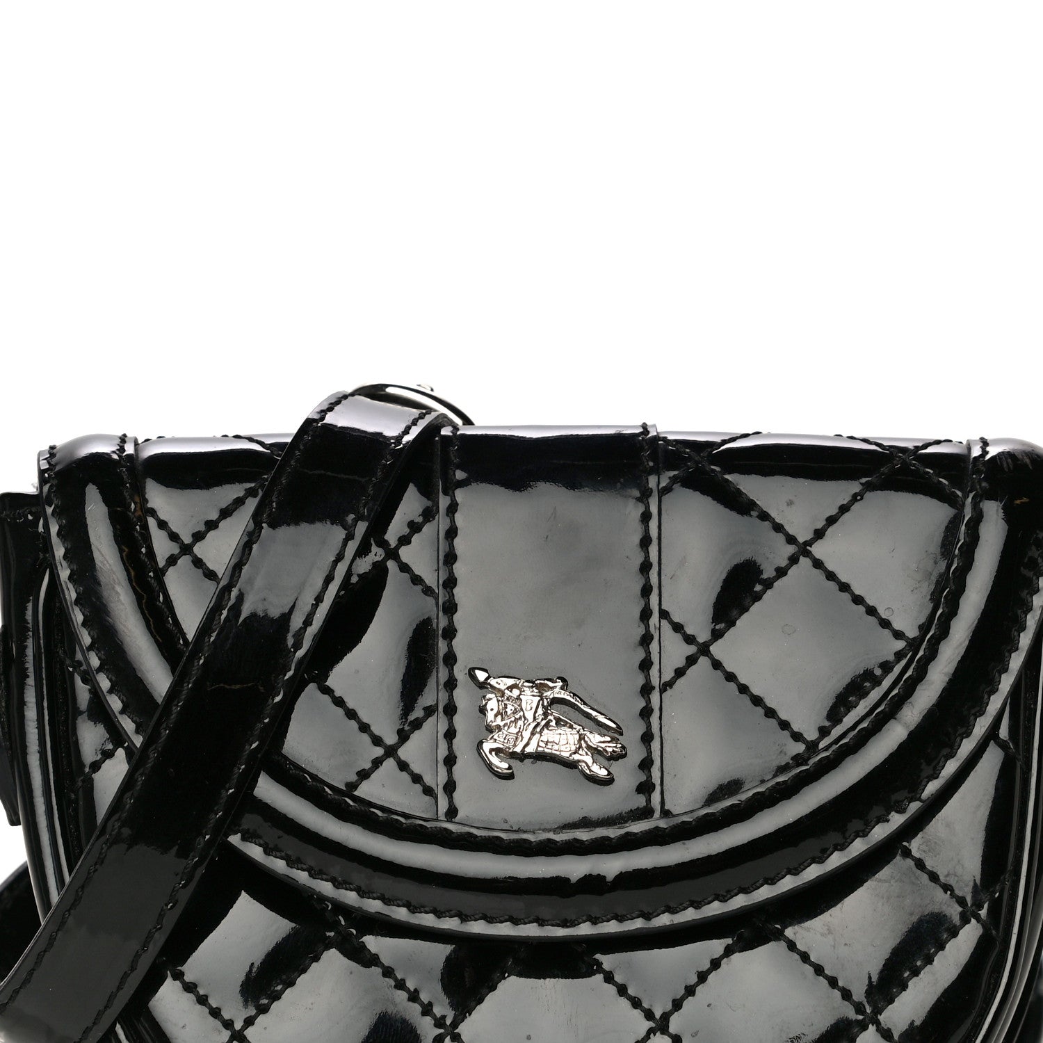 Burberry Patent Calfskin Quilted Mini Crossbody Bag Black 8 of 16