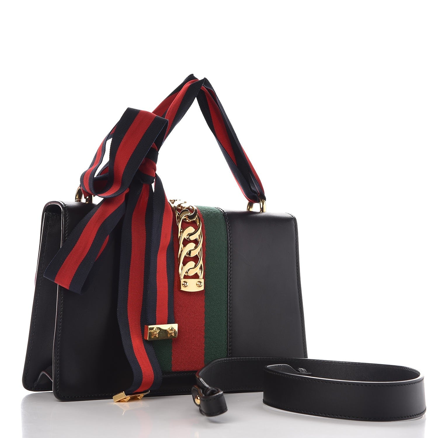 Gucci Calfskin Small Sylvie Shoulder Bag Black 9 of 9