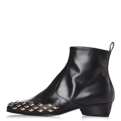 Louis Vuitton Calfskin Studded Gold Rush Flat Ankle Boots 38 Black 1 of 9