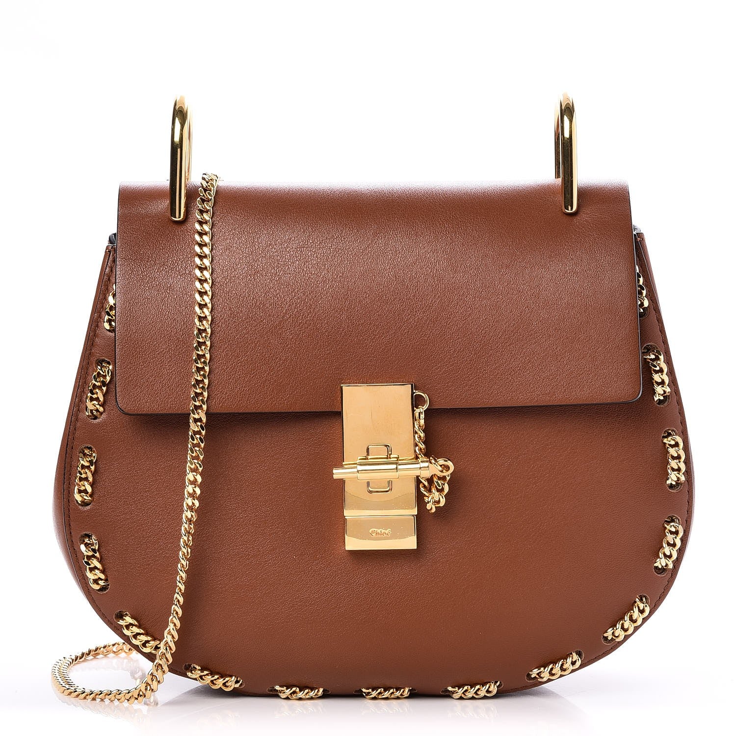 Chloe Calfskin Drew Chain Shoulder Bag Tobacco 1 of 7