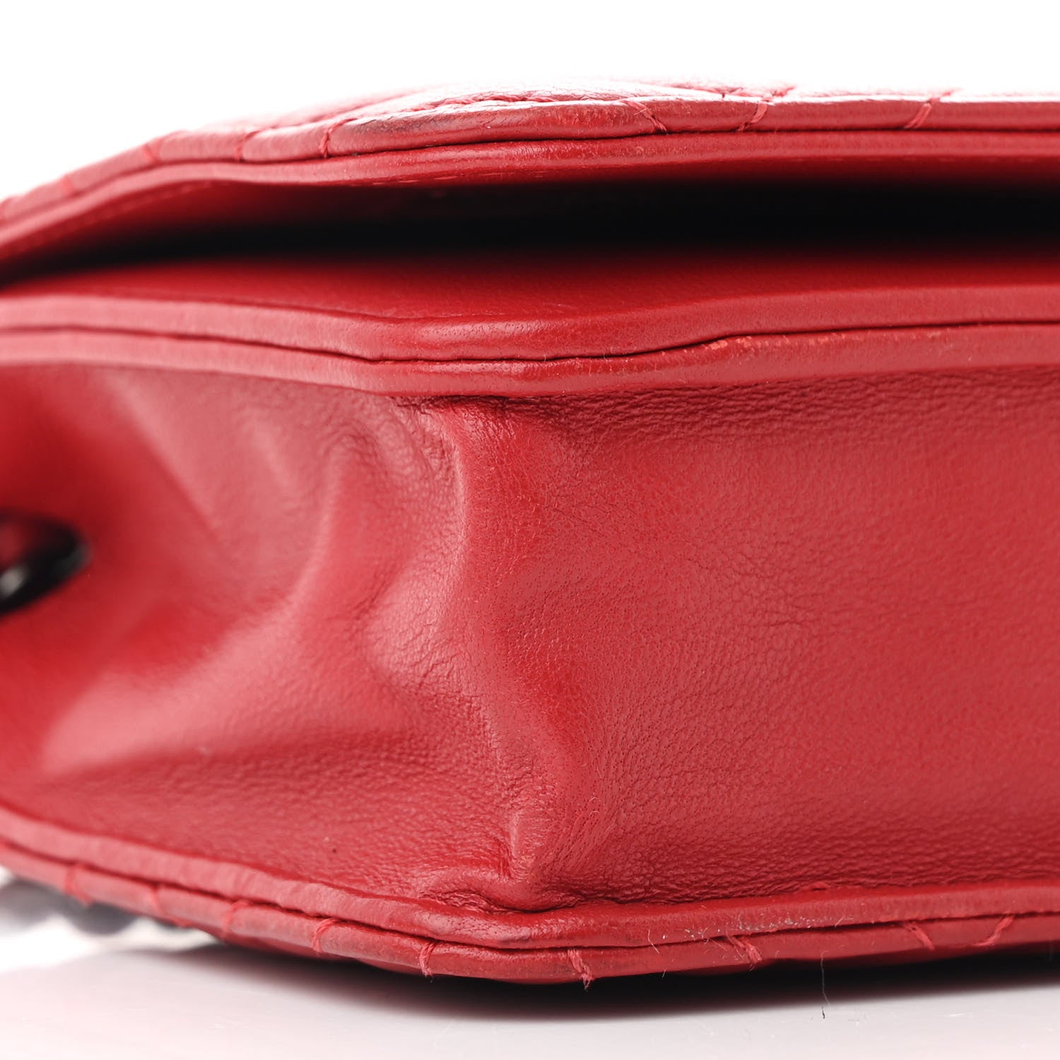 Chanel Lambskin Quilted CC Crossing Wallet On Chain WOC Red 10 of 13