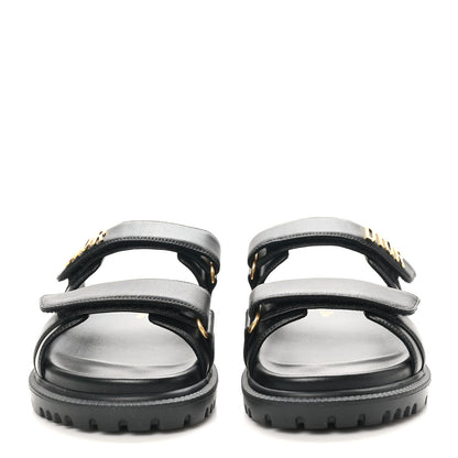 Christian Dior Lambskin Dioract 10mm Slide Sandals 38.5 Black 3 of 9