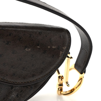 Christian Dior Ostrich Saddle Bag Brown 11 of 12