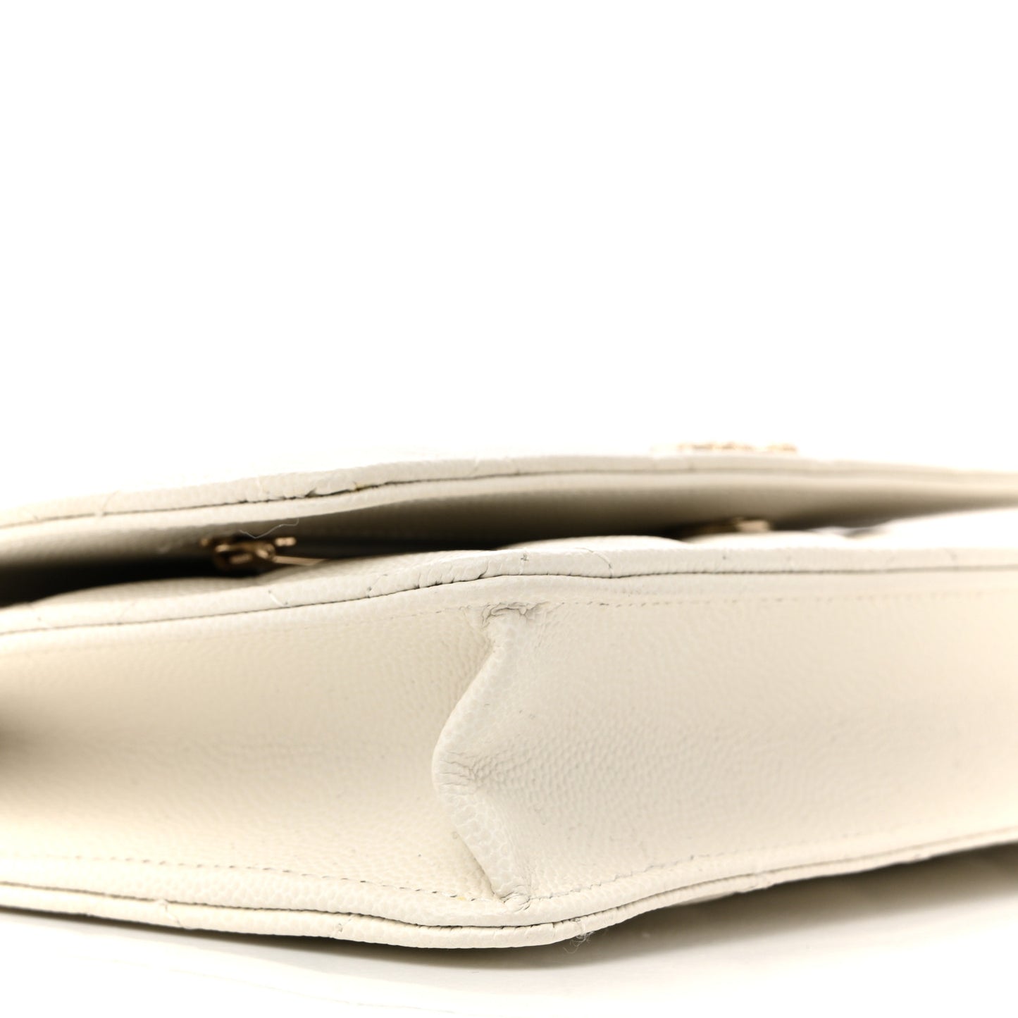 Caviar Quilted Chain CC Quilted Wallet On Chain WOC White