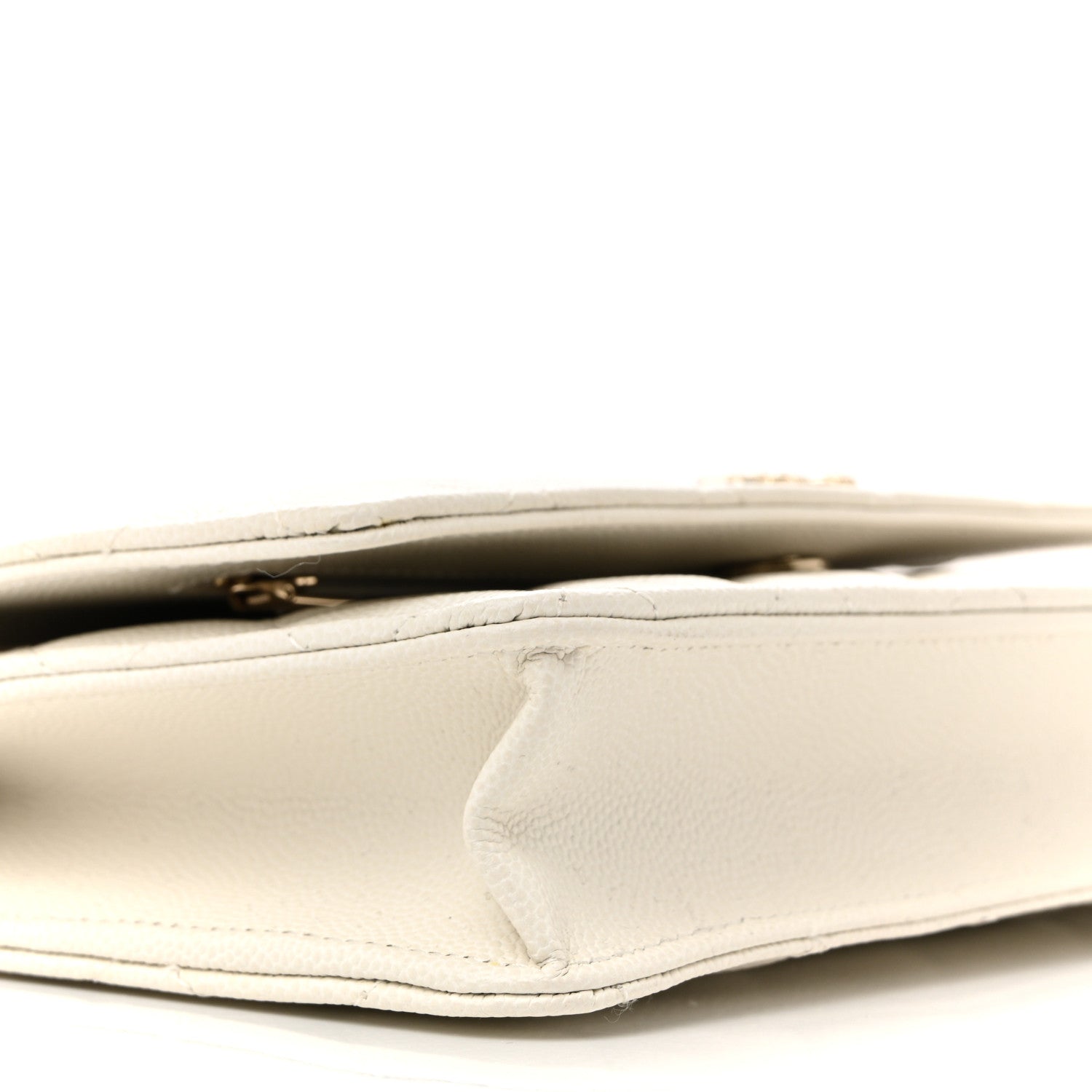 Chanel Caviar Quilted Chain CC Quilted Wallet On Chain WOC White 10 of 12