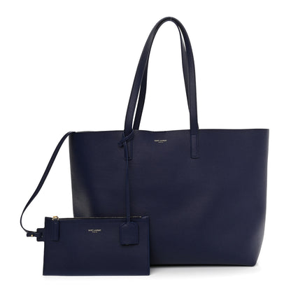 Saint Laurent Calfskin Large Shopping Tote Navy 1 of 11