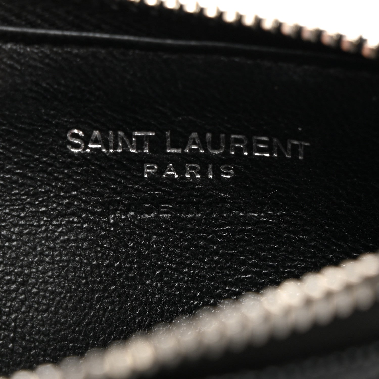 Saint Laurent Grain De Poudre Matelasse Chevron Monogram Fragments Zippered Card Case Black 6 of 8