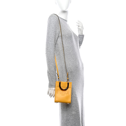 Fendi Vitello King Plexiglass Logo Embossed Mini Fendi Sunshine Shopper Tote Mimosa 2 of 9