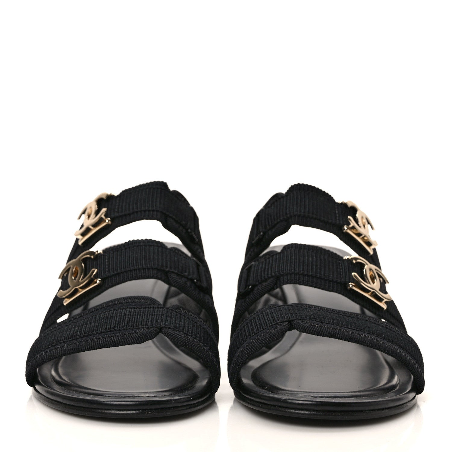 Chanel Fabric Metal CC Logo Mules 39.5 Black 2 of 7