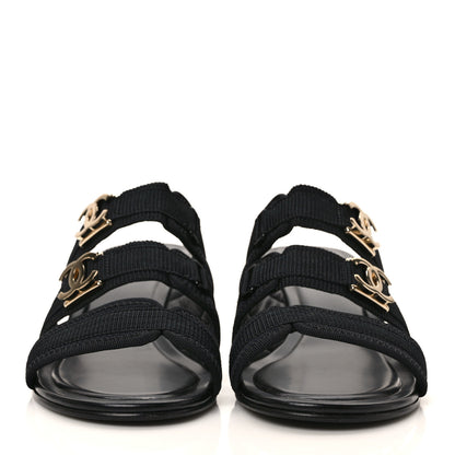 Chanel Fabric Metal CC Logo Mules 39.5 Black 2 of 7