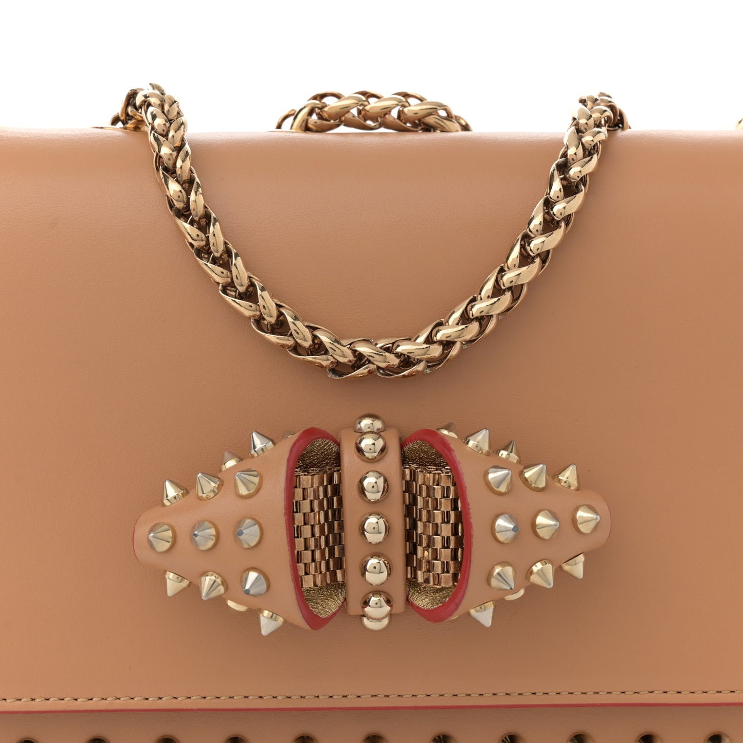 Calfskin Spikes Sweet Charity Shoulder Bag Biscuit