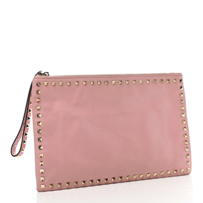 Valentino Garavani Vitello Large Rockstud Zip Wristlet Pouch Pop Gardenia 3 of 15