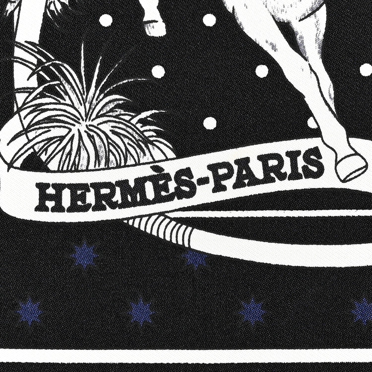Hermes Silk Les Mustangs Bandana 55 Marine Black White 2 of 6