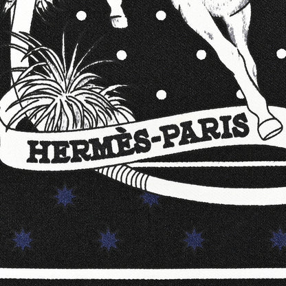 Hermes Silk Les Mustangs Bandana 55 Marine Black White 2 of 6
