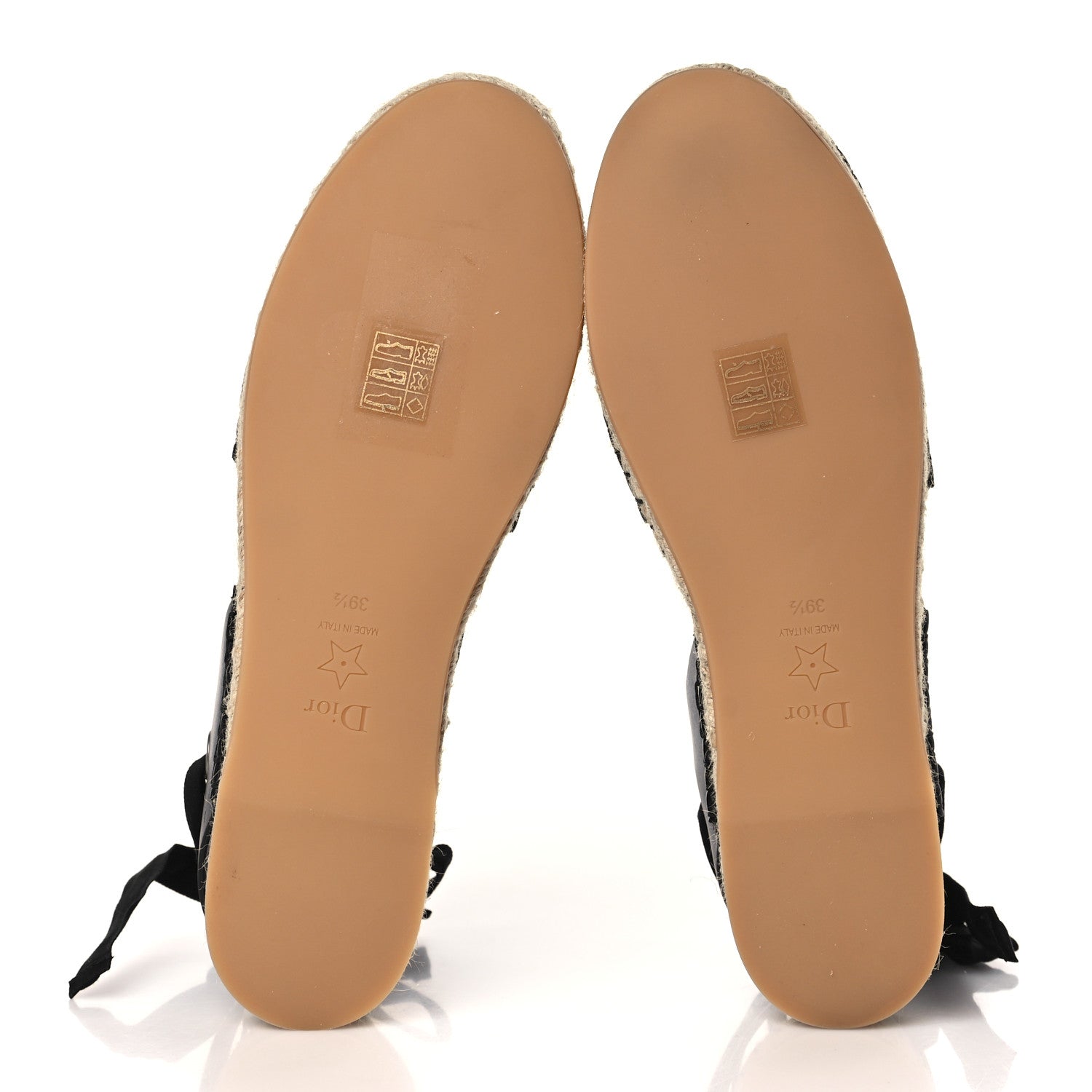 Christian Dior Calfskin Nicely-D Ankle Tie Espadrilles Flats 39.5 Black 5 of 7