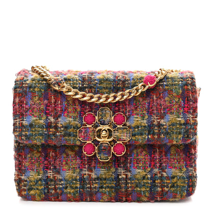 Chanel Wool Tweed Quilted Small Flap Khaki Red Pink Blue Green 1 of 10
