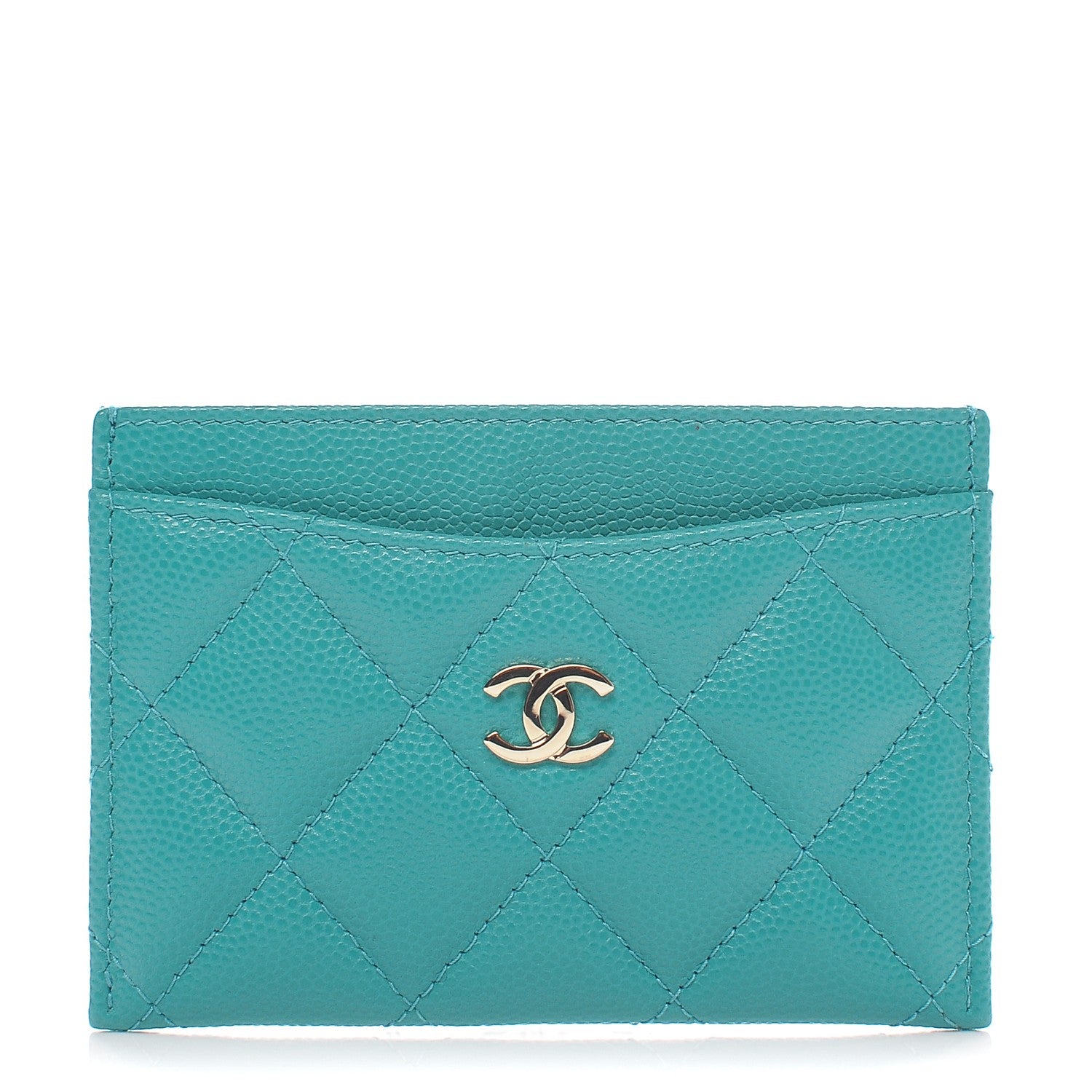 Chanel Caviar Quilted Card Holder Turquoise 1 of 7