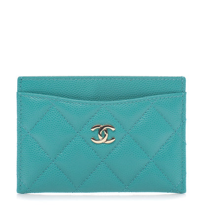 Chanel Caviar Quilted Card Holder Turquoise 1 of 7