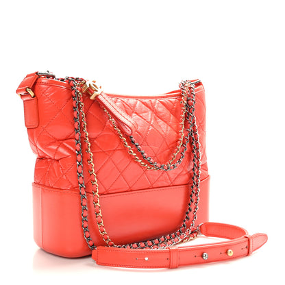 Chanel Aged Calfskin Quilted Medium Gabrielle Hobo Red 3 of 9