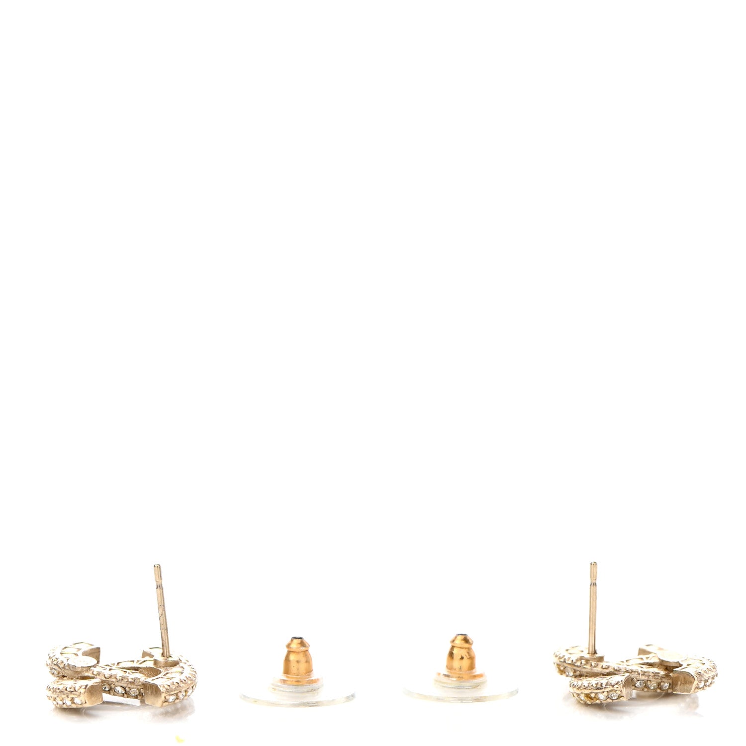 Chanel Crystal Timeless CC Earrings Light Gold 3 of 6