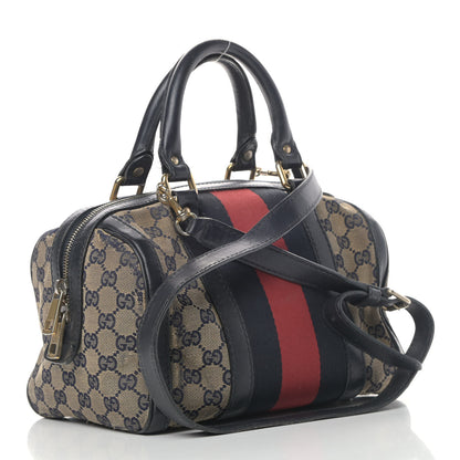 Gucci Monogram Vintage Web Small Boston Navy 2 of 11