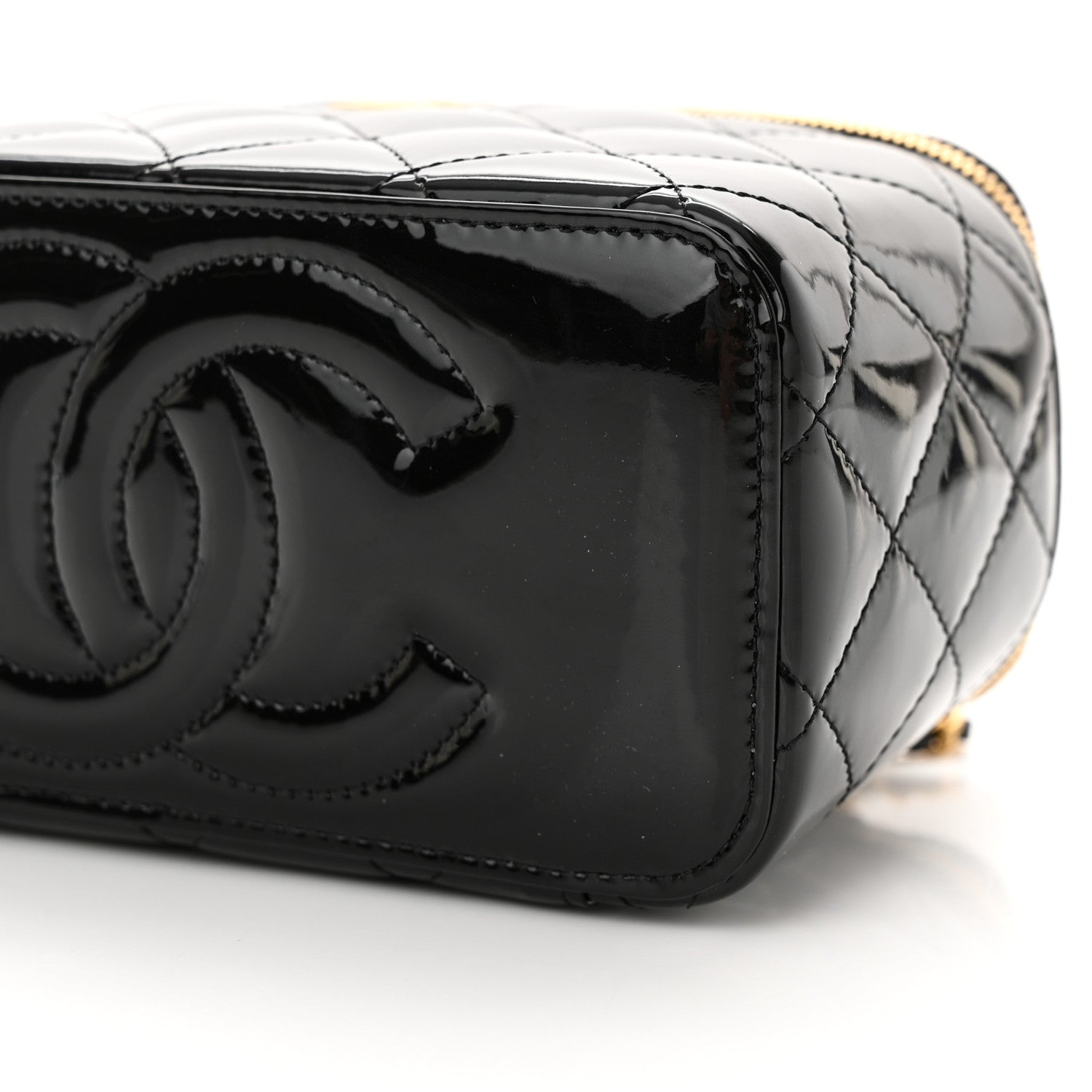 Chanel atent Enamel Quilted Small Coco Hearts Vanity Case With Chain Black 10 of 11