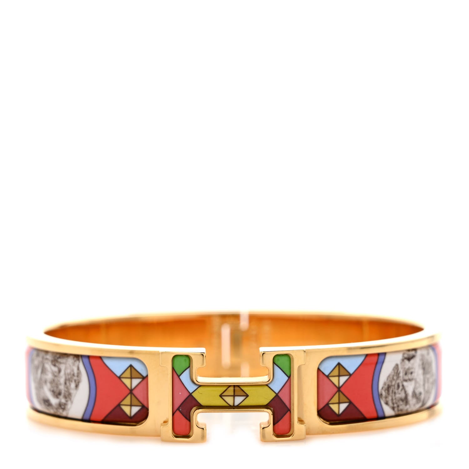 Hermes Enamel Printed Colliers et Chiens Narrow Clic Clac H Bracelet PM 1 of 6