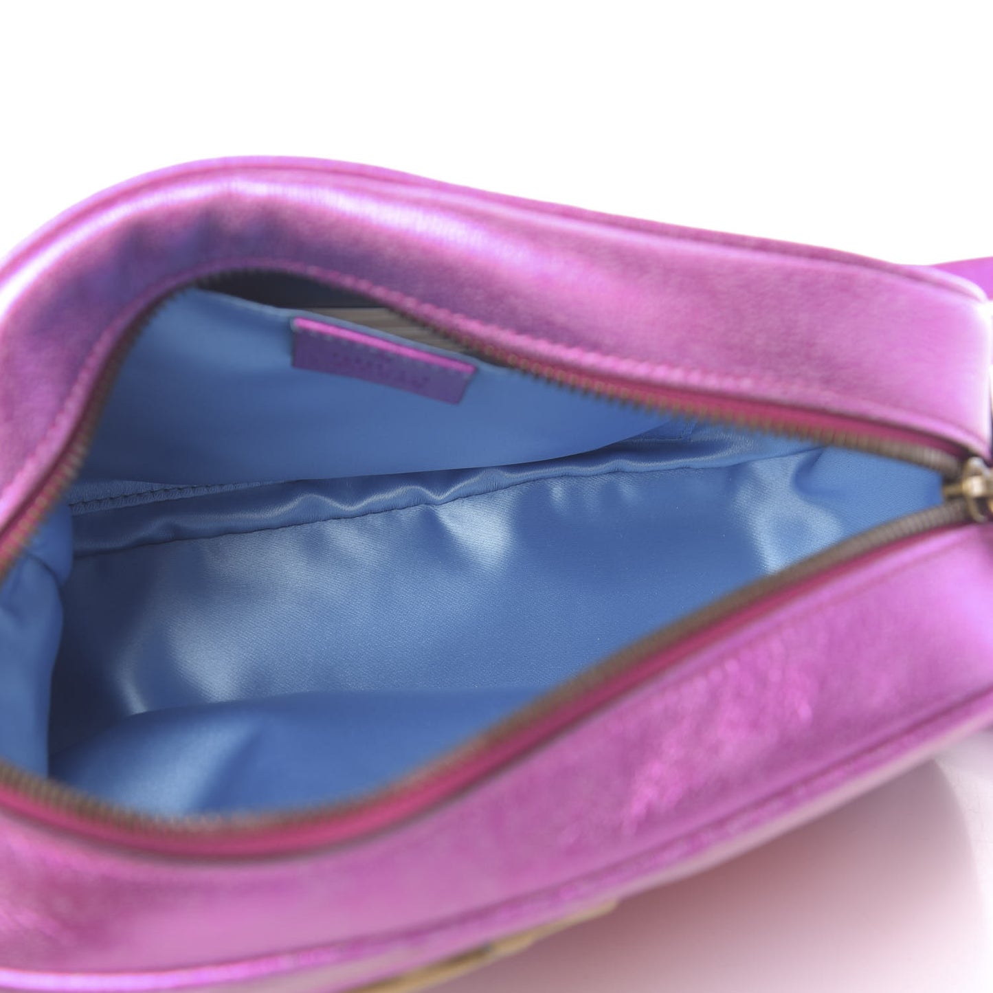 Laminated Nappa Matelasse Small GG Marmont Chain Shoulder Bag Fuxia Rosso Rosa