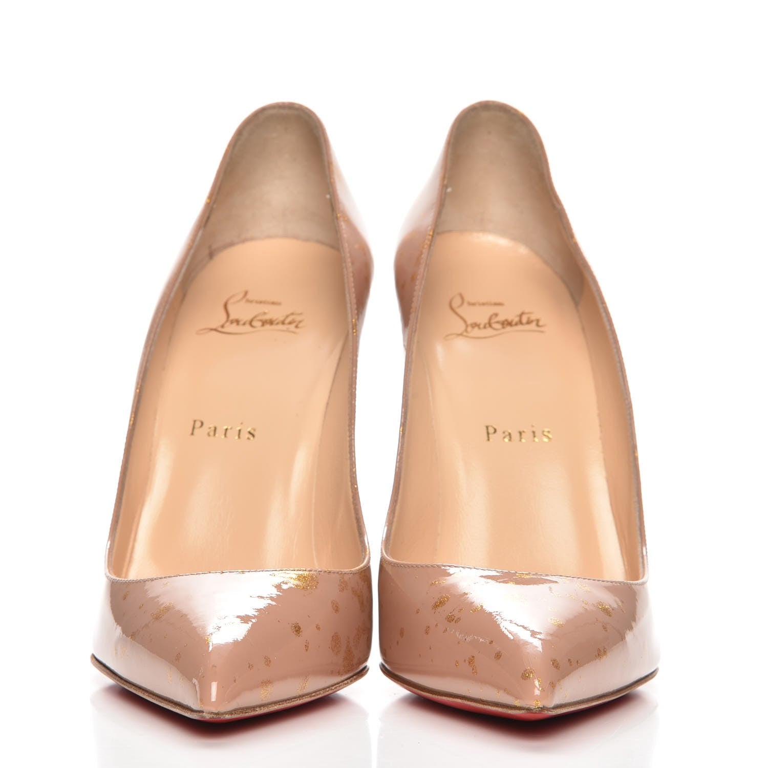 Christian Louboutin Patent Pollock Pigalle Follies 100 Pumps 38 Nude Gold 2 of 8