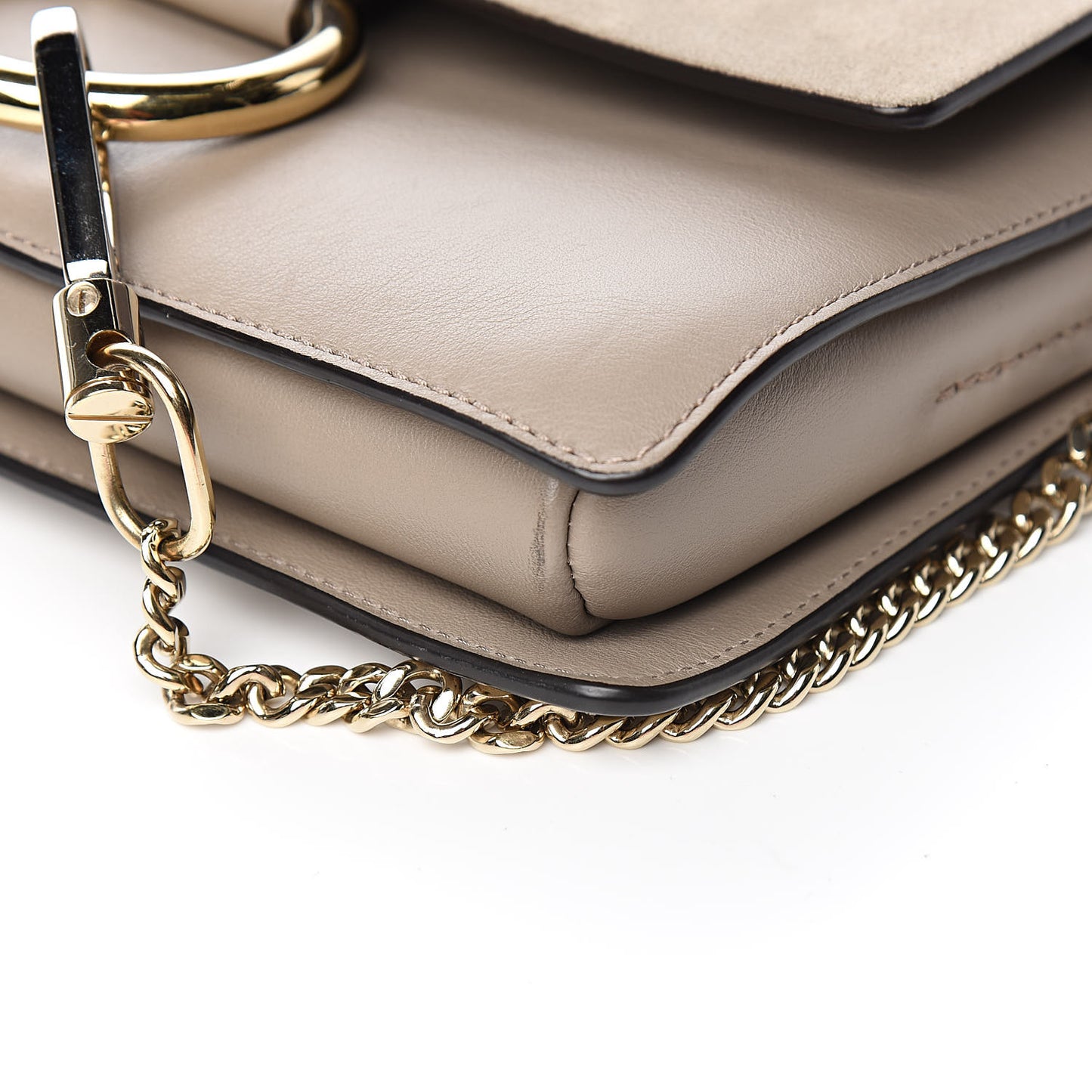 Suede Calfskin Small Faye Shoulder Bag Motty Grey
