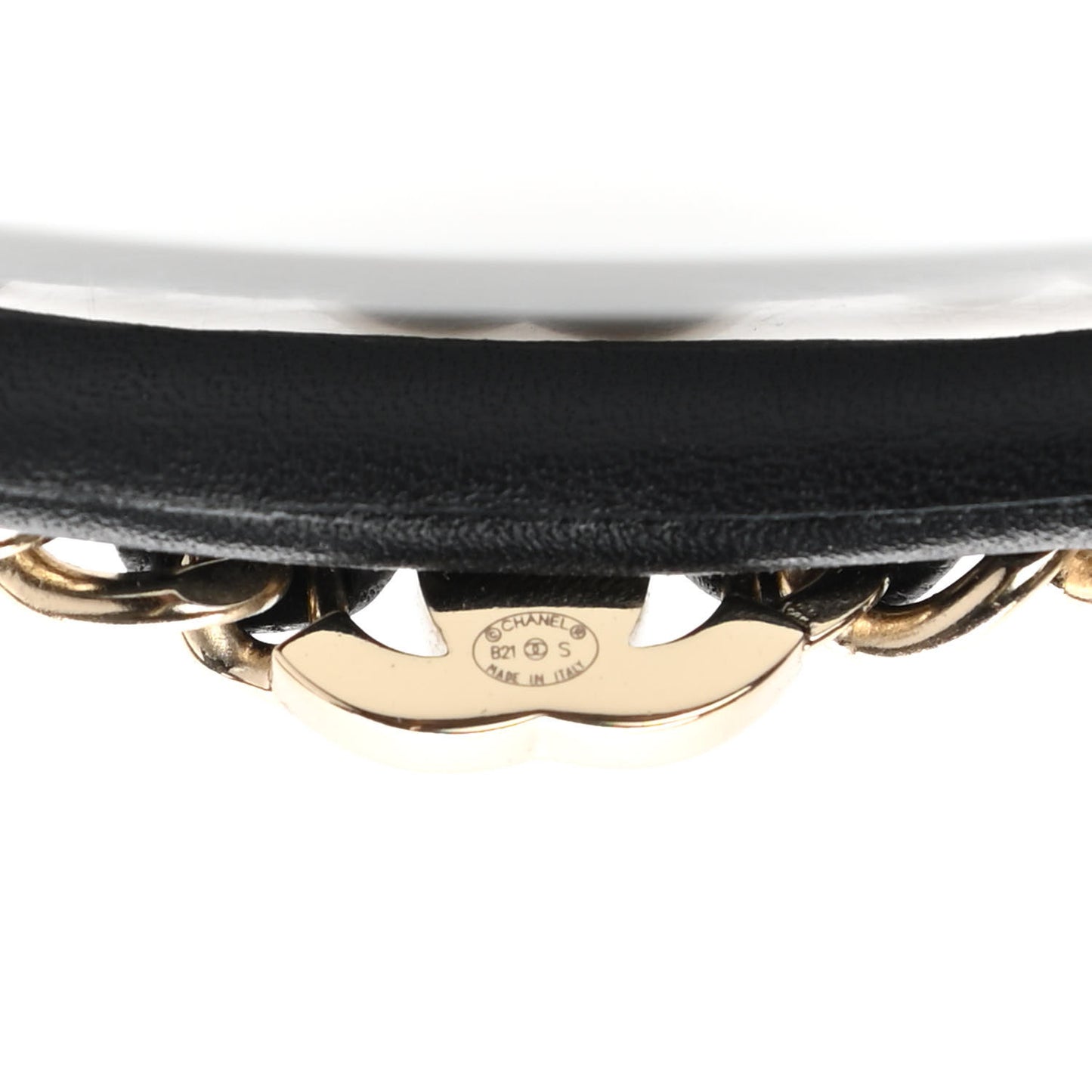 Metal Lambskin CC Turnlock Chain Headband Gold Black