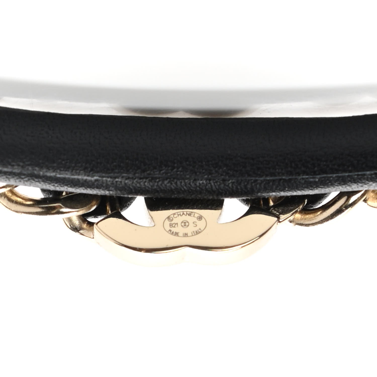 Chanel Metal Lambskin CC Turnlock Chain Headband Gold Black 4 of 4