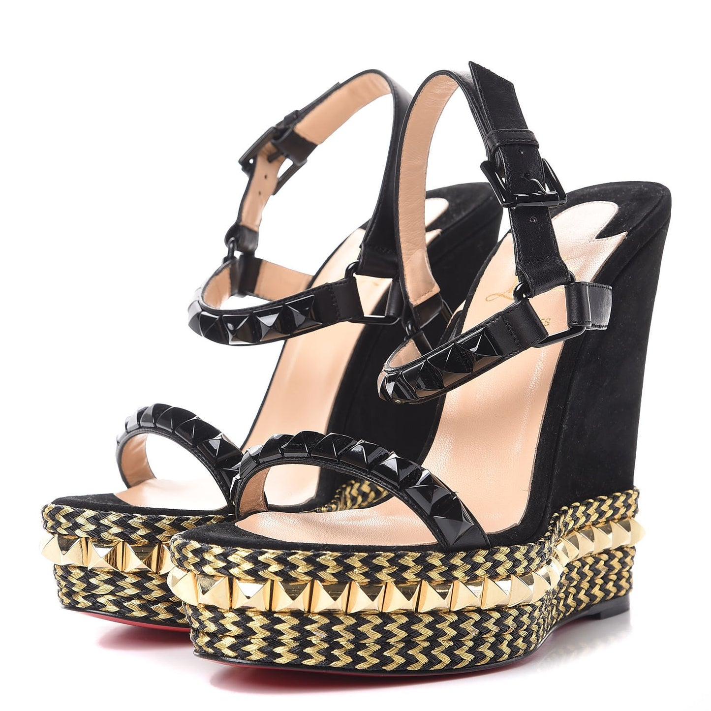 Calfskin Suede Cataclou 140 Wedge Sandals 38 Black