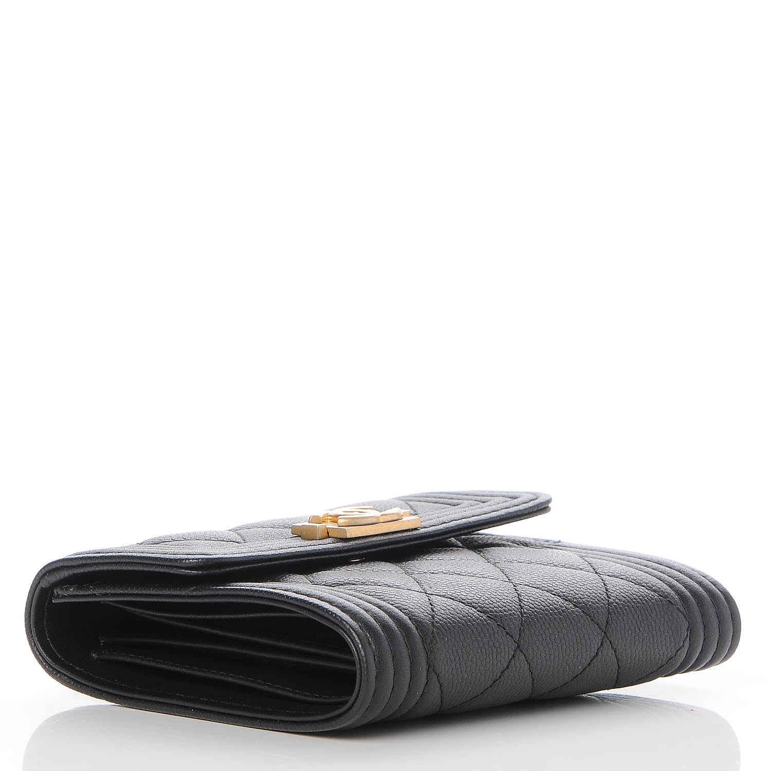 Chanel Caviar Quilted Compact Boy Wallet Black 4 of 9