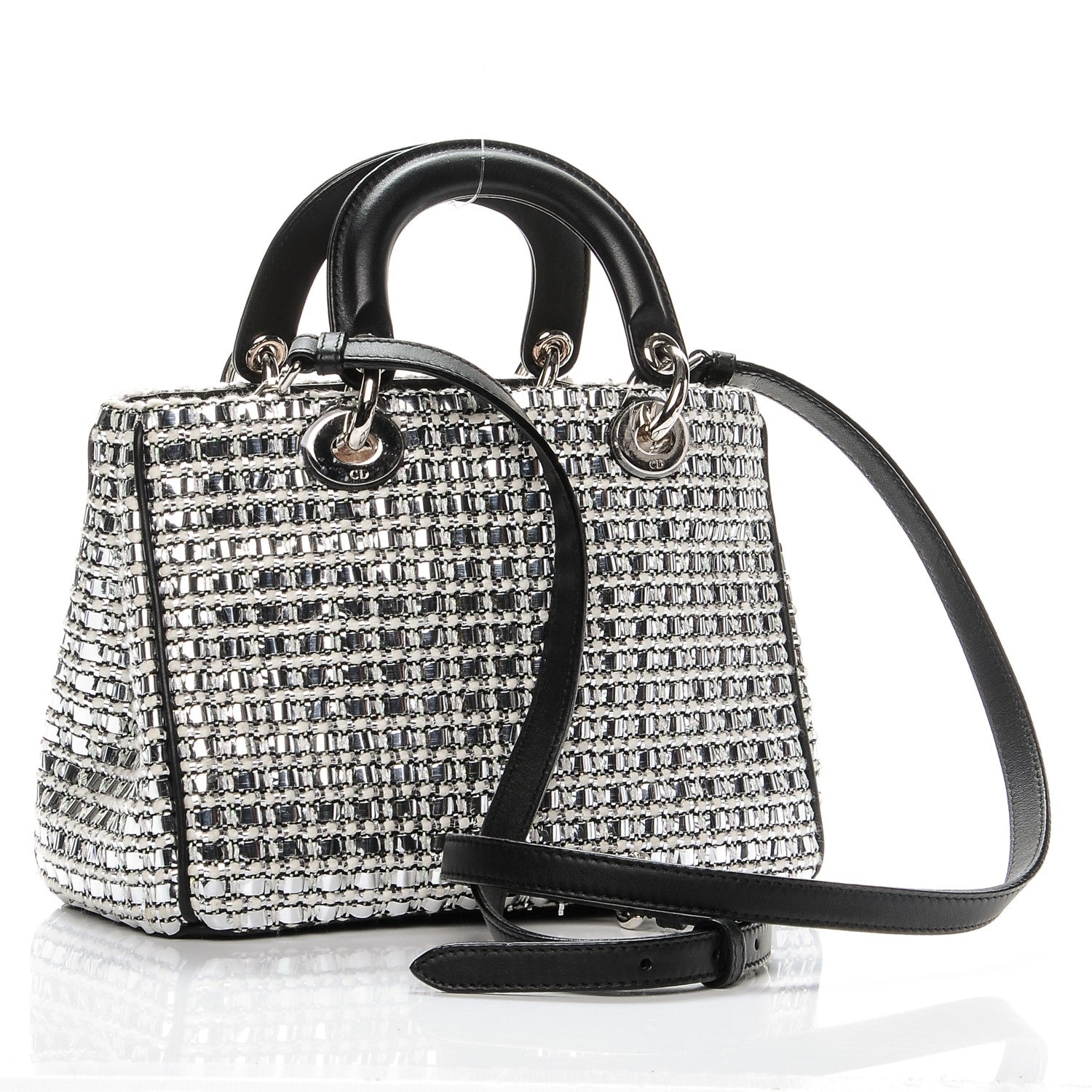 Christian Dior Metallic Tweed Mini Diorissimo Silver 3 of 8