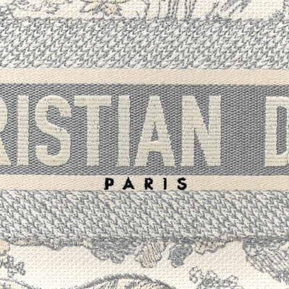 Christian Dior Canvas Embroidered Medium Dioriviera Toile De Jouy Book Tote Gray 7 of 9