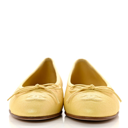 Chanel Iridescent Caviar CC Cap Toe Ballerina Flats 36.5 Yellow 2 of 9