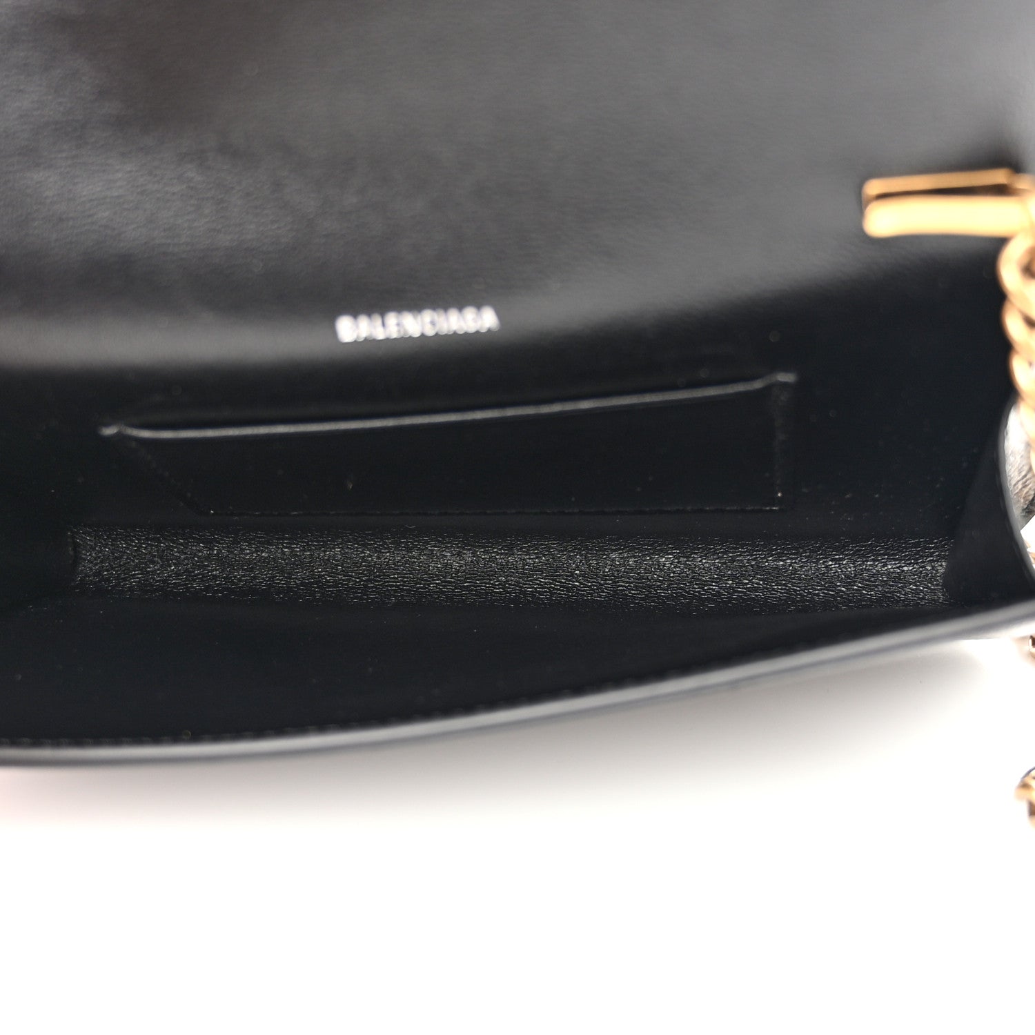 Balenciaga Grained Calfskin Logo Cash Phone Holder Wallet On Chain Black White 5 of 9