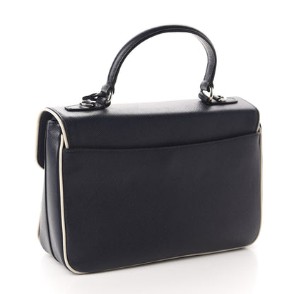 Prada Saffiano Lux Sound Top Handle Baltico Talco 3 of 10