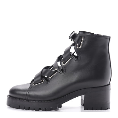Valentino Garavani Calfskin Plum Lace Up Combat Boots 36 Black 1 of 11