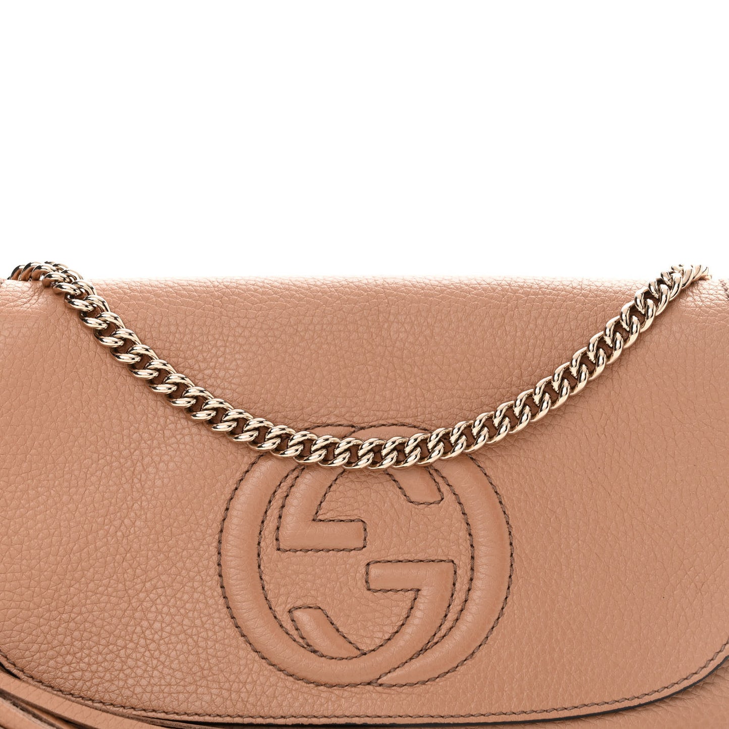 Pebbled Calfskin Medium Soho Flap Crossbody Camelia