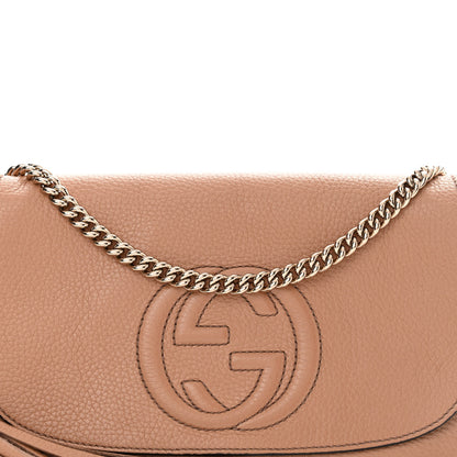 Gucci Pebbled Calfskin Medium Soho Flap Crossbody Camelia 8 of 12