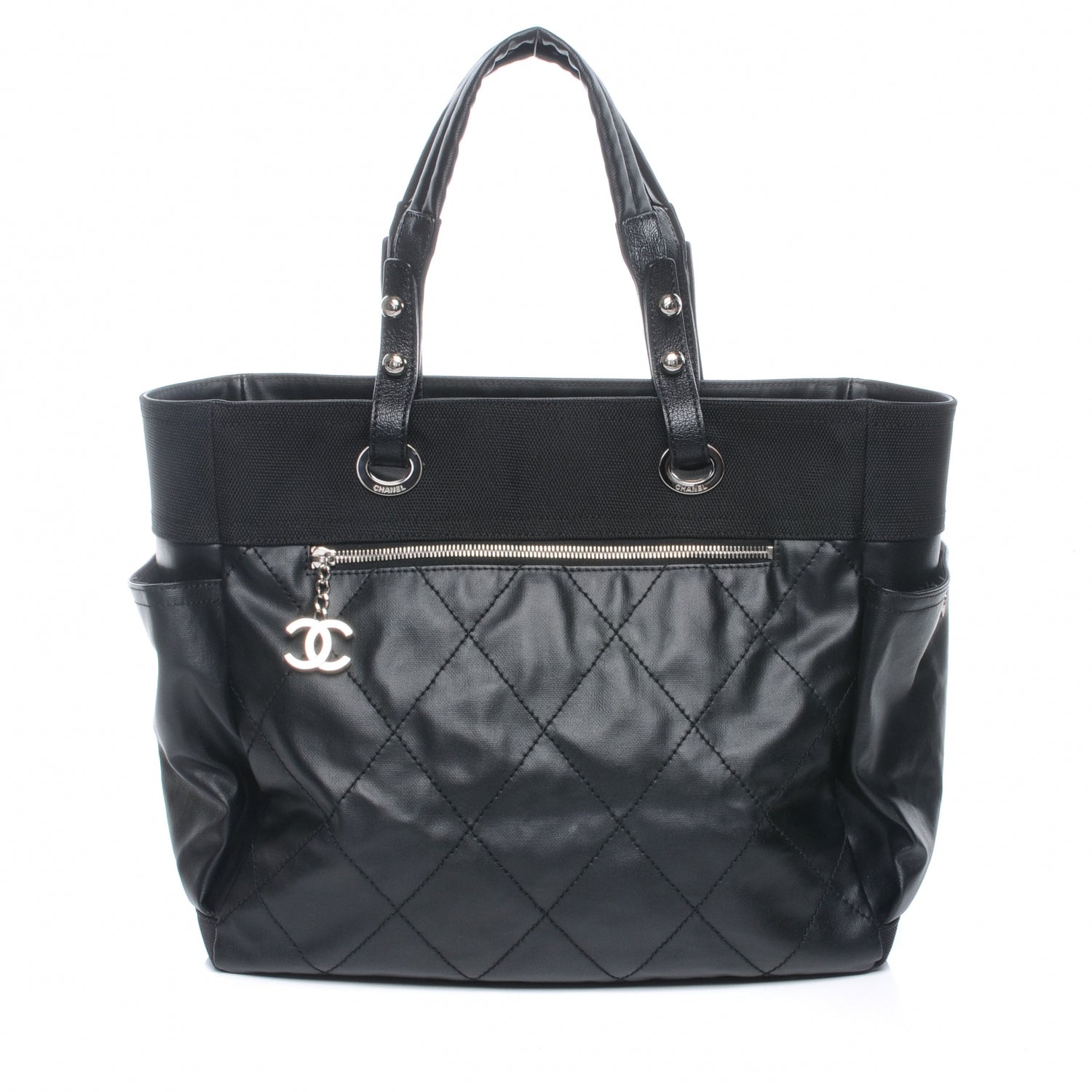 Chanel Coated Canvas Large Paris Biarritz Tote Black 1 of 8