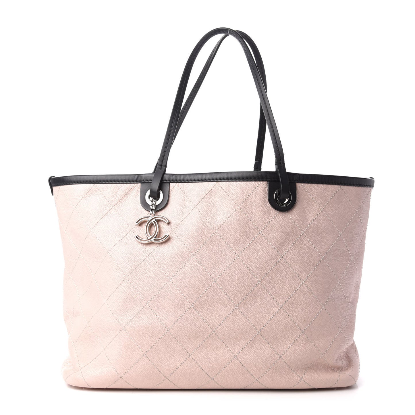 Grained Calfskin Large Shopping Fever Tote Light Pink