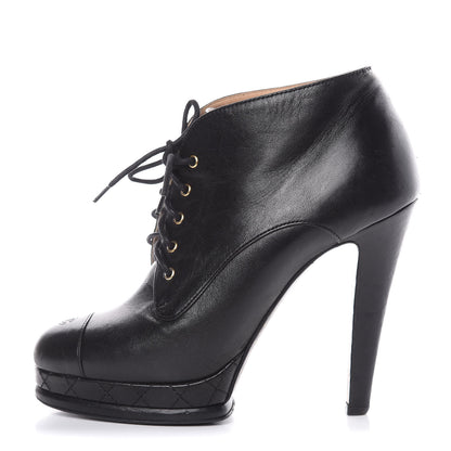 Chanel Lambskin CC Cap Toe Platform Short Boots 40 Black 1 of 16