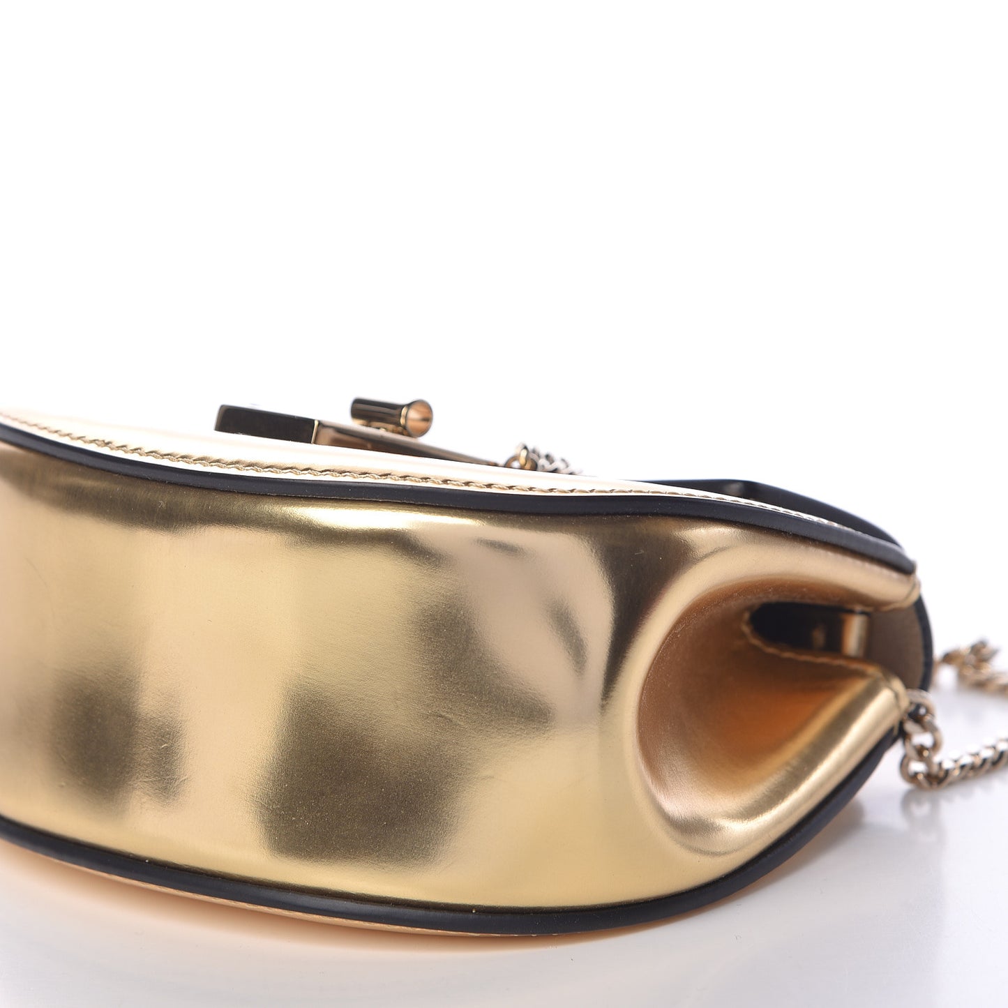 Metallic Nano Drew Shoulder Bag Abstract Gold
